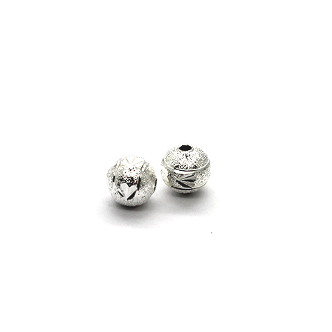 Spacers, Sphere Grated Spacer, Silver, Alloy, 8mm X 8mm, Sold Per pkg of 4 - Butterfly Beads