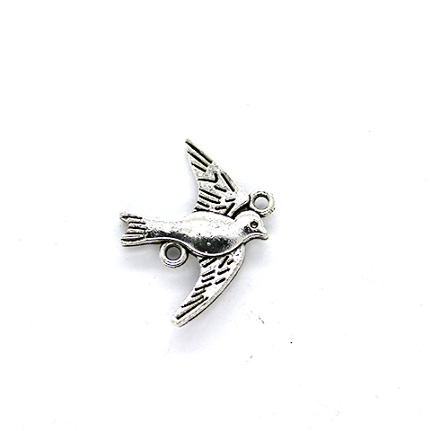 Connector, Flying Dove, Silver, Alloy, 21.5mm x 17mm x 2.5mm, Sold Per pkg of 12