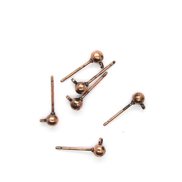 Earrings, Copper Alloy, Entry Hoop Stud Earrings, 15mm x 6mm, sold per pkg of 6