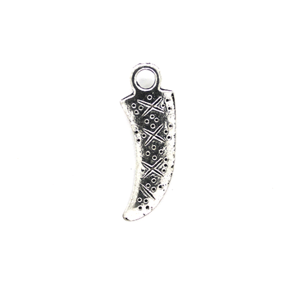Charms,Embrioded Sword Sheath, Silver, Alloy, 28mm X 10mm, Sold Per pkg of 4