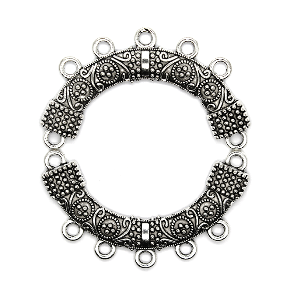 Pendants, Connector with 5 Loops, Silver, Alloy, 46mm X 8mm, Sold Per pkg of 2