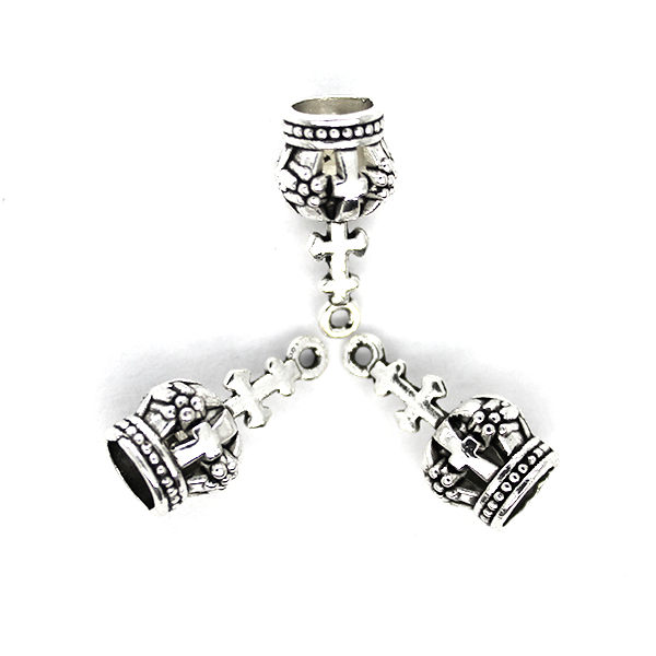 Charms, Cross Crown, Silver, Alloy, 18mm X 9mm, Sold Per pkg of 4