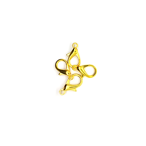 Clasp, Lobster Clasp, Alloy, Gold, 16mm x 8mm, Sold Per pkg of 10 - Butterfly Beads