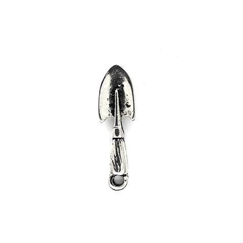 Charms, Wooden Shovel, Silver, Alloy, 23mm X 7mm, Sold Per pkg of 6