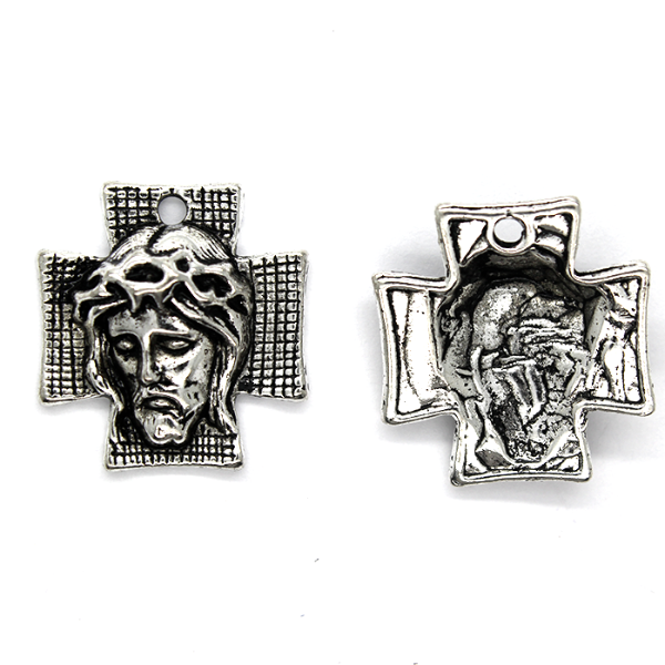 Charms, Cross of Jesus, Silver, Alloy, 23mm x 21mm, Sold Per pkg 6