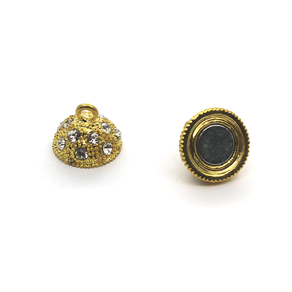 Clasp, Rhinestone Magnetic Sphere Clasp, Gold, Alloy, 22mm x 15mm,  Sold Per pkg of 1 - Butterfly Beads