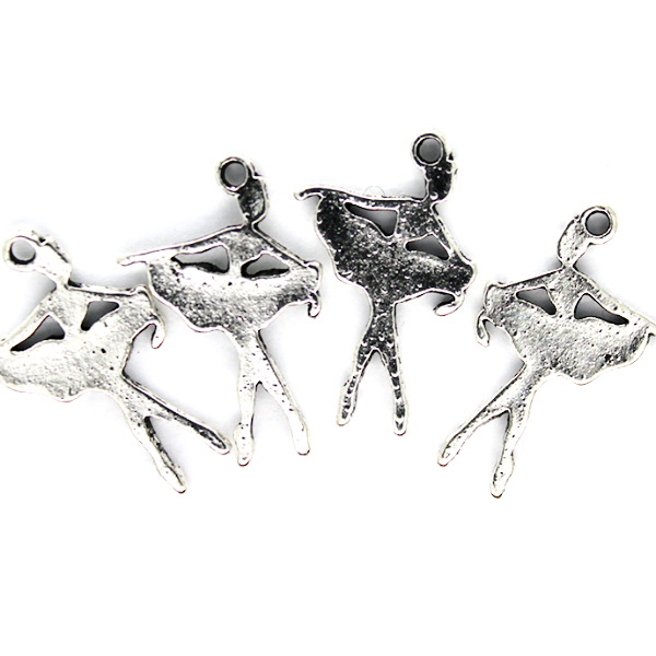 Charms, Ballerina, Silver, 21mm X 14mm X 1mm, Sold Per pkg of 5