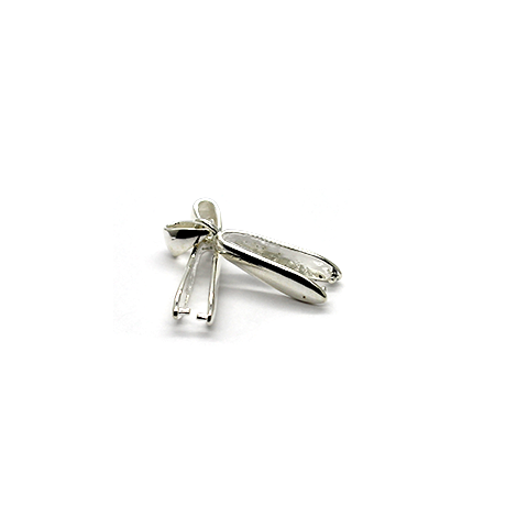Bails, Long Pinch Bails, Silver, Alloy, 24mm x 5mm, Sold Per pkg of 2 - Butterfly Beads