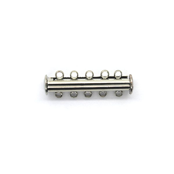 Clasp, Magnetic Slide Multi Strand Tube Clasp, 5 hole, Antique Silver, Alloy, 30mm x 10mm x 7mm, Sold Per pkg of 1 - Butterfly Beads