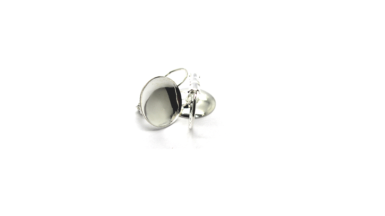Earrings, Bright Silver, Alloy, Stone and Clay Base Hook, 21mm x 14mm, Sold per pkg of 4