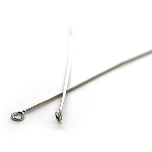 Eye Pins, Silver, Rhodium Alloy, 2.00 inch, 22 Gauge