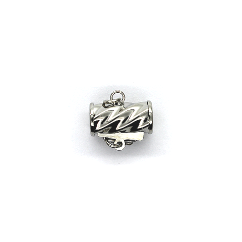 Clasp, Barrel Clasp, Silver, Alloy, 10mm x 12mm x 6mm, Sold Per pkg of 1 - Butterfly Beads
