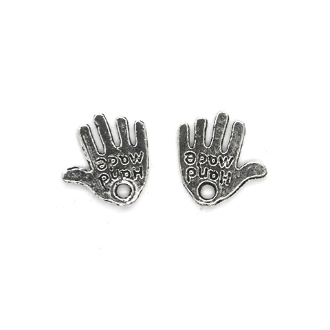 Charms, Handmade Hand, Silver, Alloy, 12mm x 11mm, Sold Per pkg 14