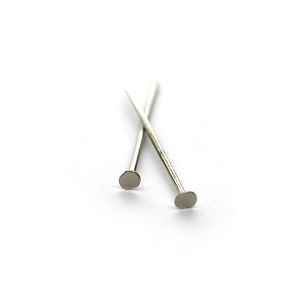 Flat Head Pins, Silver, Rhodium Alloy, 0.92inch, 20 Gauge