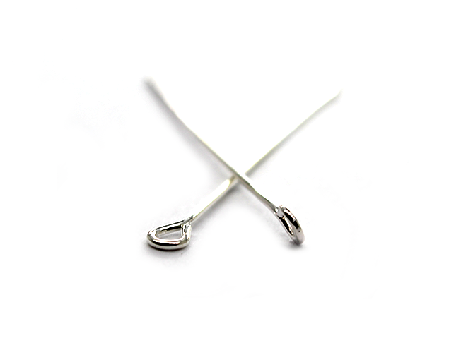 Eye Pins, Bright Silver, Alloy, 1.6 inches, 20 Gauge, Approx  60+ pcs/bag