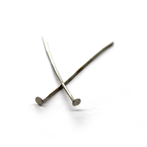 Flat Head Pins, Silver, Rhodium Alloy, 1.59 inch, 20 Gauge