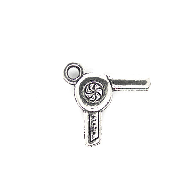 Charms,Hair Dryer, Silver Alloy, 12mm X 18mm, Sold Per pkg of 8