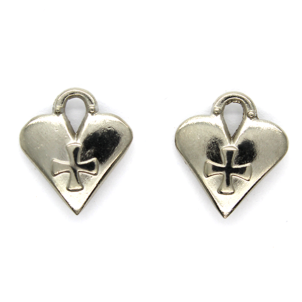 Charms, Heart Lock Cross, Available in Gold & Silver, Alloy, 17mm x 15mm x 4mm, 2 pcs