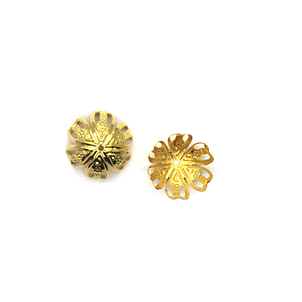 Bead Cap, Dome Flower, Alloy, Gold, 7mm x 16mm, Sold Per pkg of 16 - Butterfly Beads