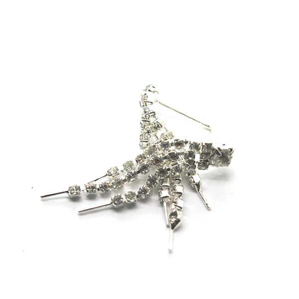 Earrings, Silver, Alloy, Pin Studded Earring, 39mm x 6mm, sold per pkg of 2