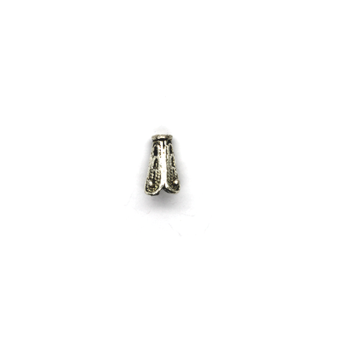 Bead Cone, Single Dot Plated, Alloy, Silver, 12mm x 8mm, Sold Per pkg of 6 - Butterfly Beads