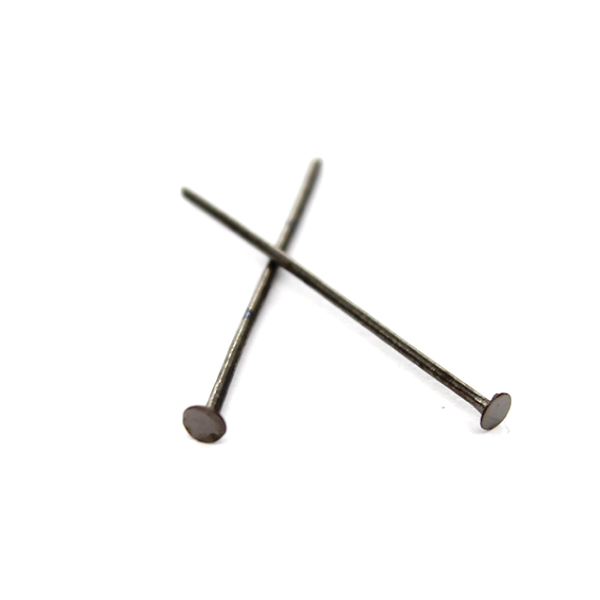 Flat Head Pins, Gunmetal, Alloy, 0.63 inch, 21 Gauge