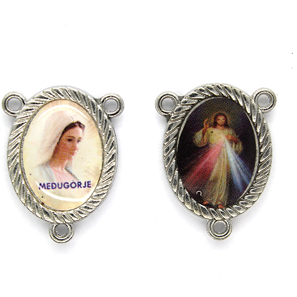 Charms, Rosary Centerpiece, Silver, Alloy, 20mm x 15mm, Sold Per pkg of 6