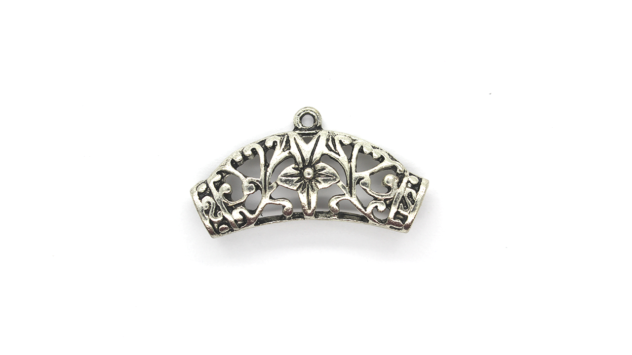 Pendants, Flower Clasp, Silver, Alloy, 21mm x 38mm X 6mm, Sold Per pkg of 1