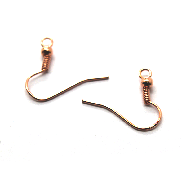 Earrings, Shepherd Hook with Ball, Bright Copper Alloy, 18mm x 10mm, Sold Per pkg of 74