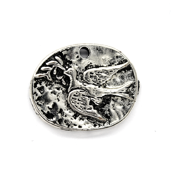 Pendants, Dove of Peace, Silver, Alloy, 19mm X 24mm X 2mm, Sold Per pkg of 2