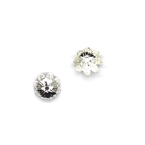 Bead Cap, Dotted Leaf, Alloy, Silver, 4mm x 10mm, Sold Per pkg of 26 - Butterfly Beads