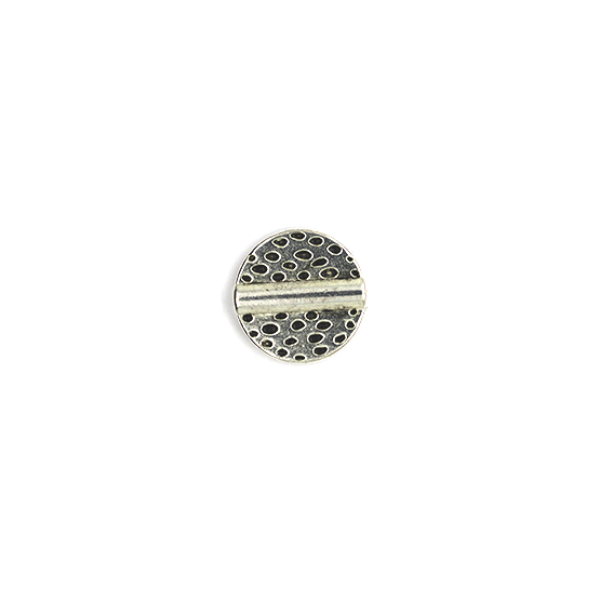 Spacers, Grated Round Spacer, Alloy, Silver, 18mm X 18mm X 3mm, Sold Per pkg of 4 - Butterfly Beads