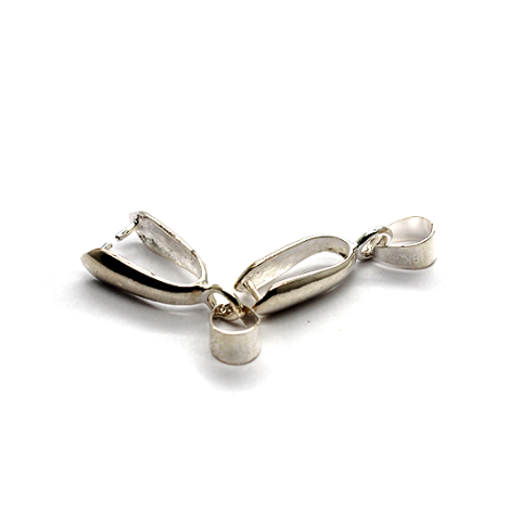 Bails, Pinch Bails, Silver, Alloy, 23mm x 8mm, Sold Per pkg of 2 - Butterfly Beads