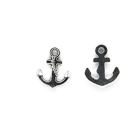 Charms, Anchor, Silver, Alloy, 16.5mm x 14mm x 1.8mm, Sold Per pkg of 10
