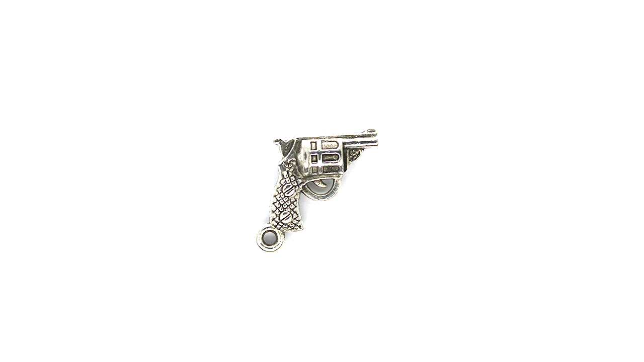 Charms, Leather Revolver, Silver, Alloy, 17mm X 17mm, Sold Per pkg of 8