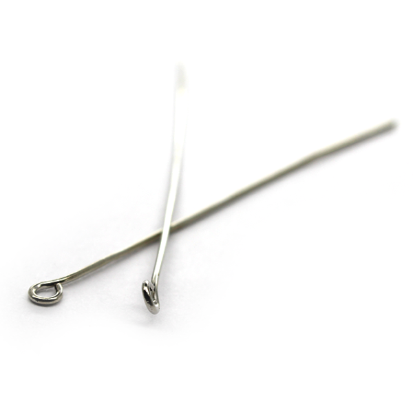 Eye Pins, Bright Silver, Alloy, 2.36 inch, 22 Gauge