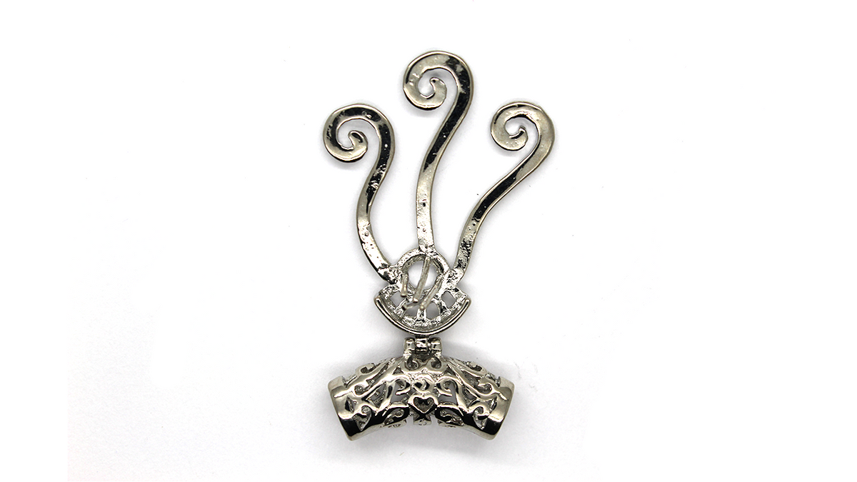 Pendants, Curly All Seeing Eye, Silver, Alloy, 50mm X 28mm, Sold Per pkg of 1