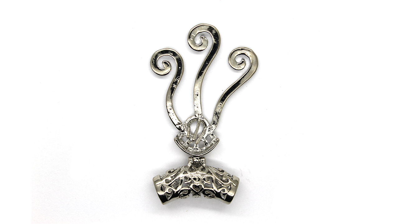 Pendants, Curly All Seeing Eye, Silver, Alloy, 50mm X 28mm, Sold Per pkg of 1