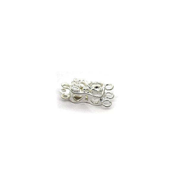 Clasp, 520 Flower Snap Clasp, Silver, Alloy, 17mm x 10mm, Sold Per pkg of 1 - Butterfly Beads