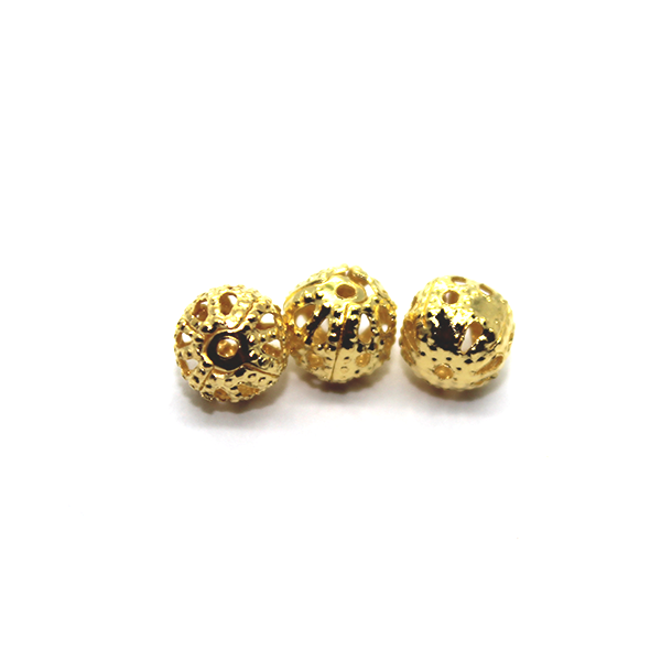 Spacers, Net Ball, Gold, Alloy, 8mm, Sold Per pkg of 40