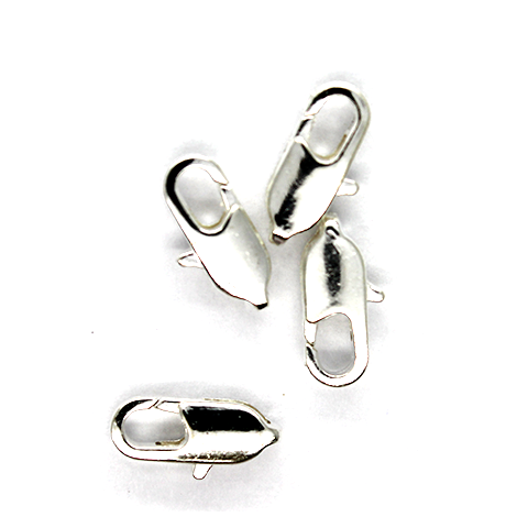 Clasp, Slim Lobster Clasp, Alloy, Silver, 10mm x 4mm, Sold Per pkg of 12 - Butterfly Beads