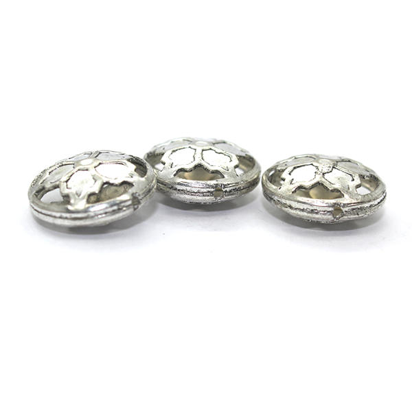 Spacers, Flat Flower Disk, Alloy, Silver, 17mm X 17mm, Sold Per pkg of 3 - Butterfly Beads