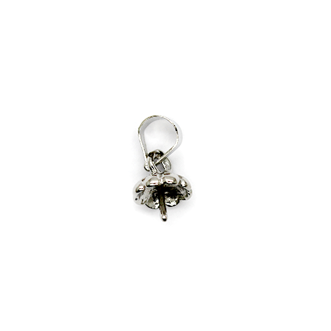 Bails, Pin Flower Bails, Silver, Alloy, 12mm x 6mm, Sold Per pkg of 6 - Butterfly Beads