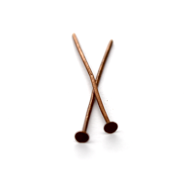 Flat Head Pins, Copper Alloy, 1.13inch, 21 Gauge