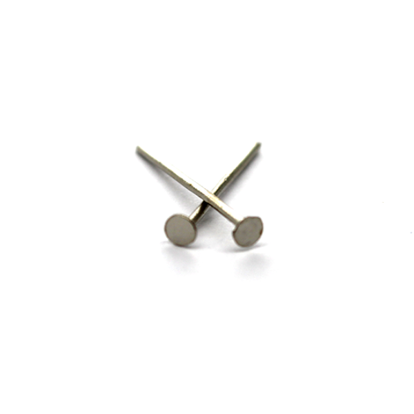 Flat Head Pins, Silver, Rhodium Alloy, 0.63 inch, 21 Gauge