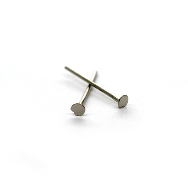 Flat Head Pins, Silver, Rhodium Alloy, 0.73inch, 21 Gauge