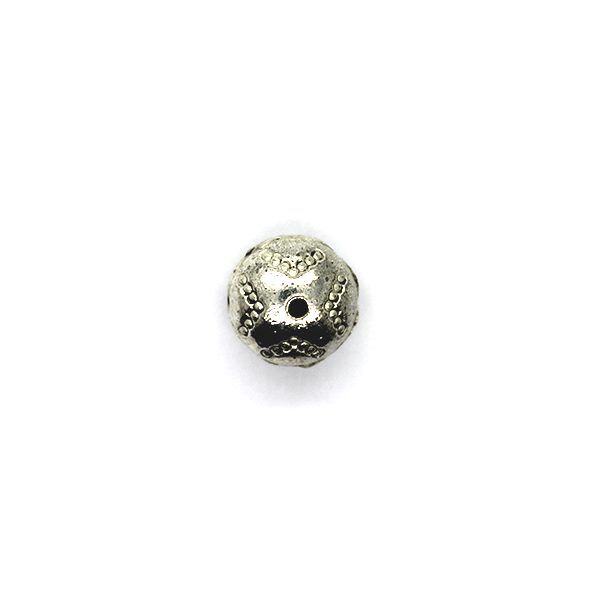 Spacers, Flat Ball Dot-led Spacer, Alloy, Silver, 10mm X 8mm X 8mm, Sold Per pkg of 4 - Butterfly Beads