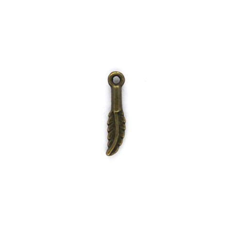 Charms, Feather, Brass, Alloy, 16mm X 4mm,Sold Per pkg of 20