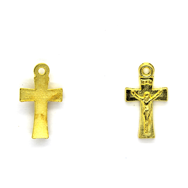 Pendant, Small Plain Crucifix, Gold, Alloy, 14mm x 8mm x 2mm, Sold Per pkg 10