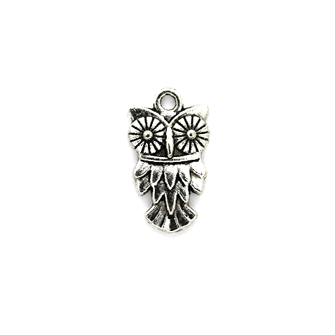 Charms, Hypnotized Owl, Silver, Alloy, 19mm X 11mm, Sold Per pkg of 4